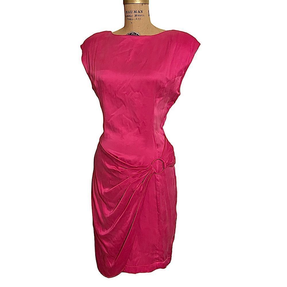 Pink Brushed Silk wrap effect sleeveless dress - Mary Jo Bruno Size 8